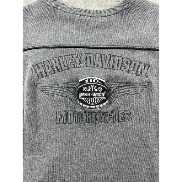 Harley Davidson 110th Anniversary Long Sleeve Sweatshirt Gray‎ XL - Picture 4 of 9